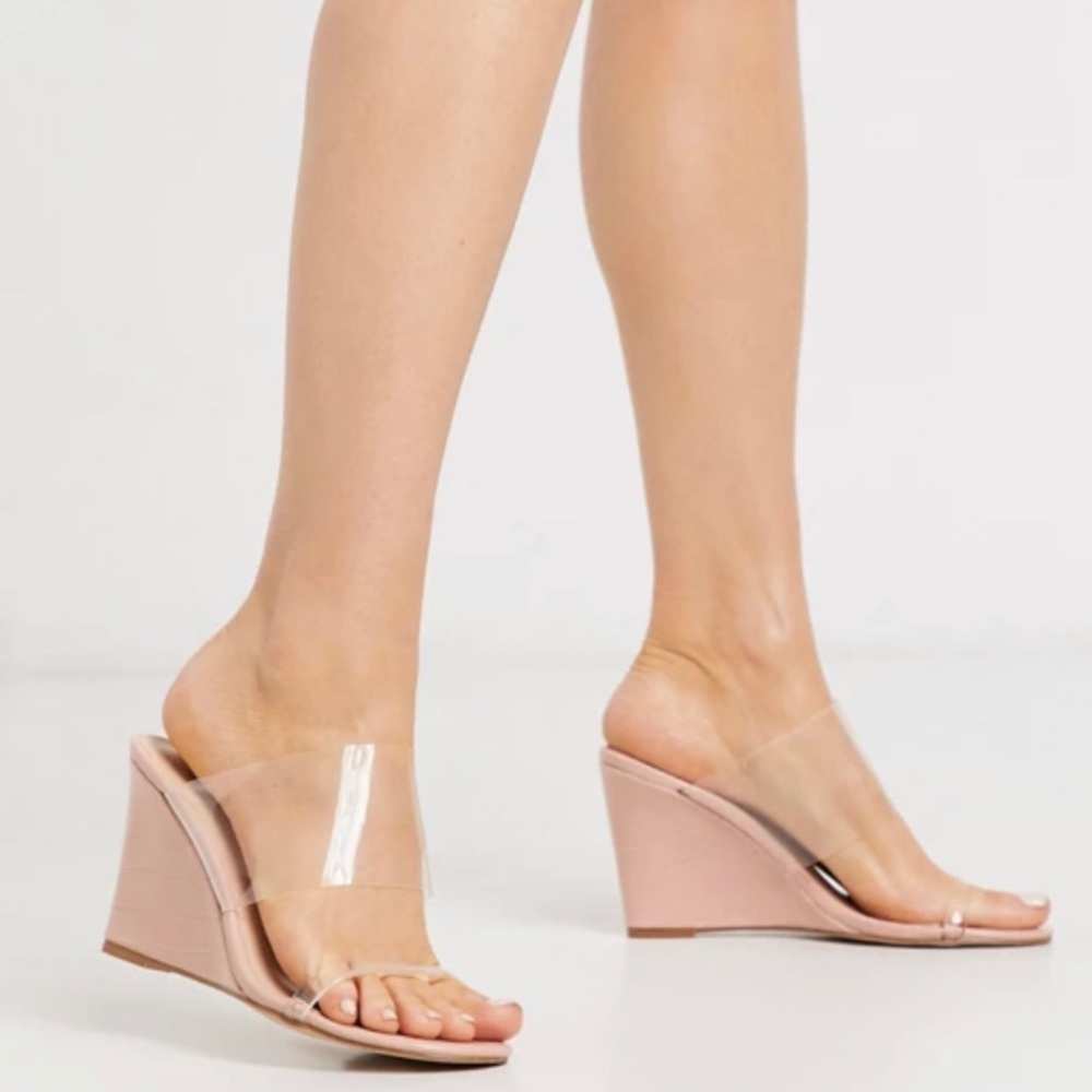 Glamorous Wedge Sandal with Clear Strap Size UK 8